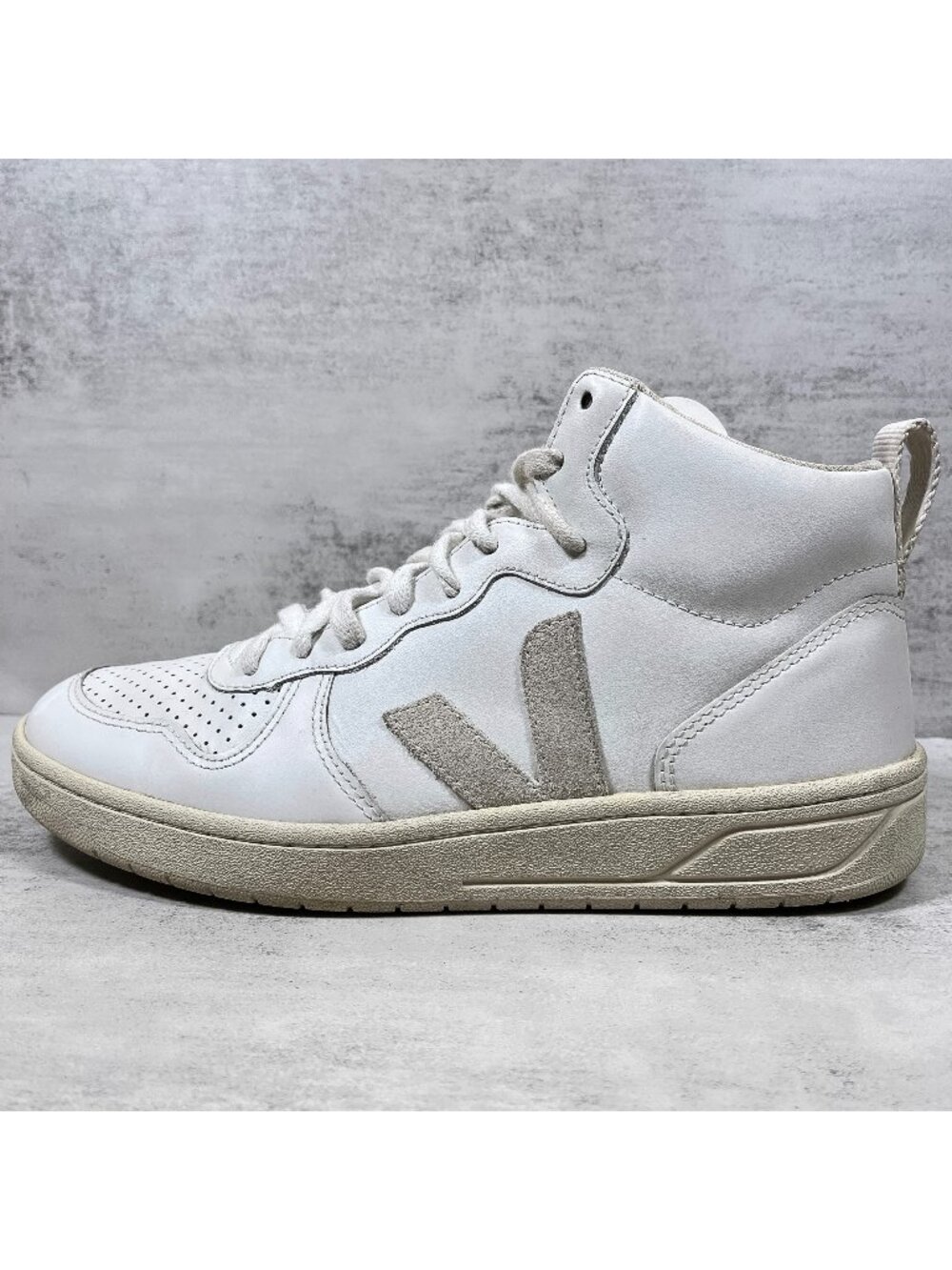 Veja V-15 High Top Leather Sneakers - Women's Size 10 - White